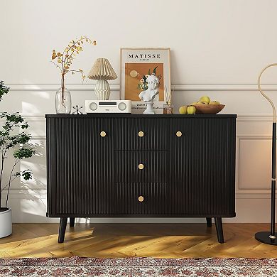 47.2" w Sideboard Buffet Cabinet with 3 Drawers & 2 Adjustable Shelves, for Kitchen, Entryway