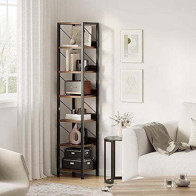 Narrow Bookcase Tall Skinny Storage Rack Shelf 6 Tier Standing Bookshelves - Display Racks