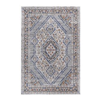 Bordered Area Rug Non Shedding Stain Resistant Medium Pile