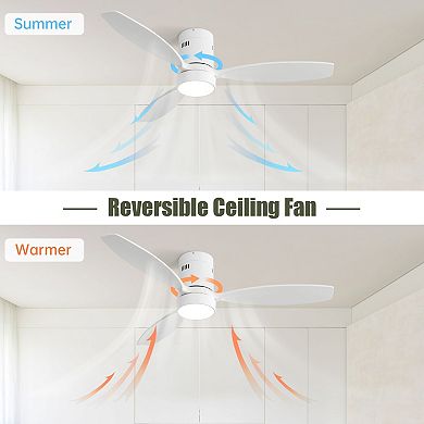 LOVMOR 52 Inch Flush Mount Wood Ceiling Fan 6 Speed Remote Reversible DC Motor