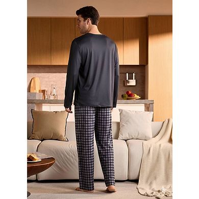 Men's Striped Crew Neck Pajama Set