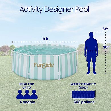 Funsicle Activity Designer Above Ground Pool Hotel Stripes, 8ft