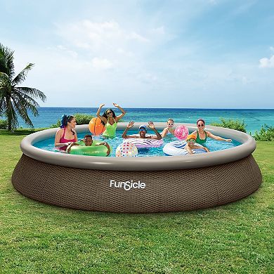Funsicle QuickSet Designer Above Ground Pool Dark Triple Basketweave, 15ft