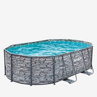 Funsicle Oval Oasis Designer Above Ground Pool Stone Slate, 16ft