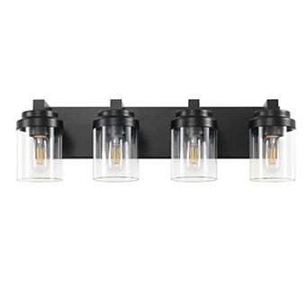 24.1 in 4-Light Matte Black Wall Sconce with Clear Glass Shade