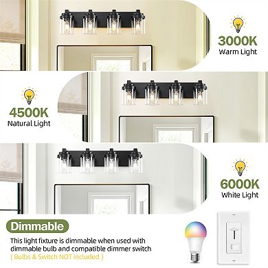 24.1 in. 4-Light Matte Black Wall Sconce with Clear Glass Shade