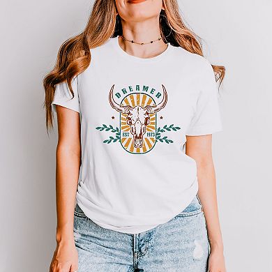 Cow Skull Dreamer - Women's Short Sleeve Graphic T-Shirt
