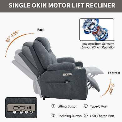 Merax 350LB Chenille Power Lift Recliner Chair 8 Point Massage & Lumbar Heating