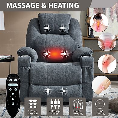 Merax 350LB Chenille Power Lift Recliner Chair 8 Point Massage & Lumbar Heating