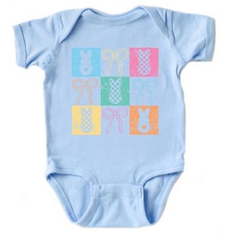 Checkered Bunny Coquette Distressed - Baby Short Sleeve Graphic Bodysuit