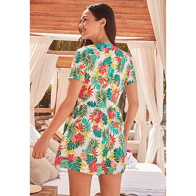 Swim 365 Women's Plus Size Tie-Wrap Swim Romper