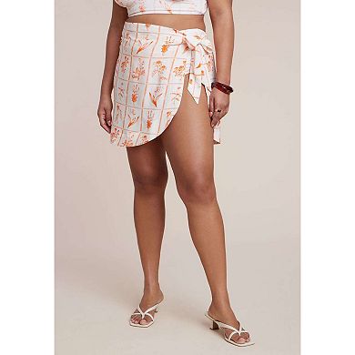 ELOQUII Women's Plus Size Mini Wrap Skirt