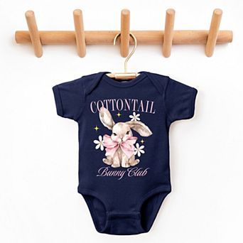 The Juniper Shop Coquette Cottontail Bunny Club Baby Short Sleeve Bodysuit