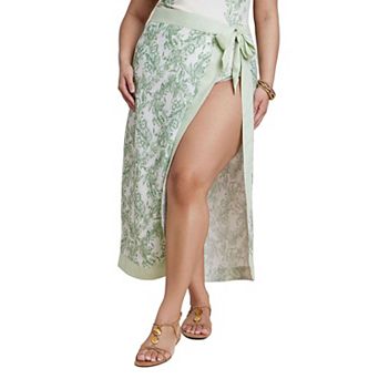 ELOQUII Women's Plus Size Midi Wrap Skirt
