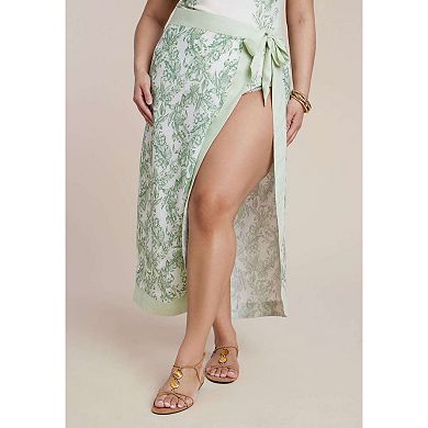 ELOQUII Women's Plus Size Midi Wrap Skirt