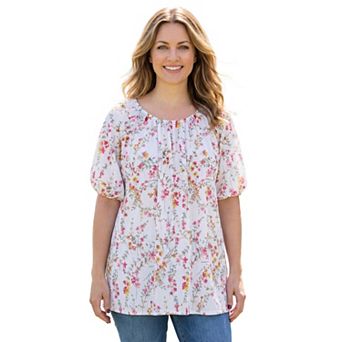 Woman Within Plus Size Blouson Peasant Tunic