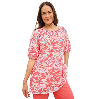Woman Within Plus Size Blouson Peasant Tunic
