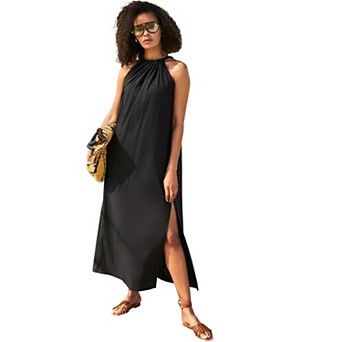 Swimsuits for All Women's Cotton High Neck Maxi Dress Cover Up