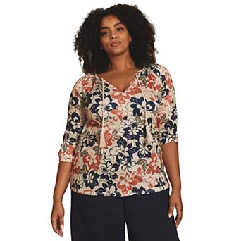 Avenue Women's Plus Size Gauze Peasant Tunic