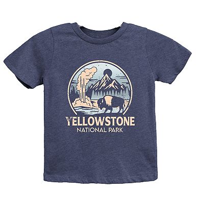 Yellowstone National Park Two-Toned Circle - Youth Short Sleeve Graphic T-Shirt