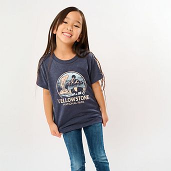 Yellowstone National Park Two-Toned Circle - Youth Short Sleeve Graphic T-Shirt
