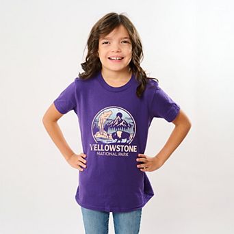 Yellowstone National Park Two-Toned Circle - Youth Short Sleeve Graphic T-Shirt