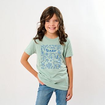 Texas Sketched Collage - Youth Short Sleeve Graphic T-Shirt