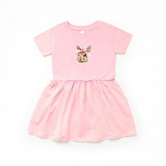 Watercolor Coquette Bunny - Toddler Graphic Dress