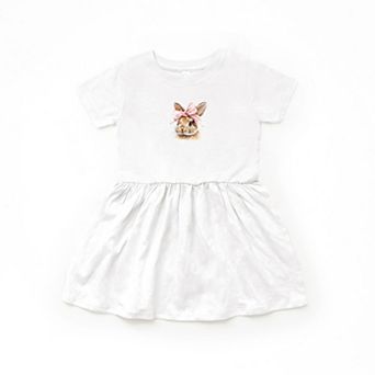 Watercolor Coquette Bunny - Toddler Graphic Dress
