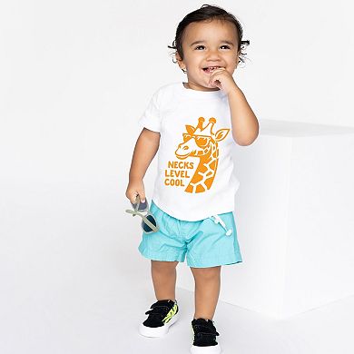Necks Level Cool Giraffe - Toddler Short Sleeve Graphic T-Shirt