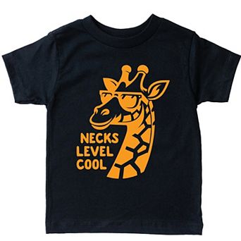 Necks Level Cool Giraffe - Toddler Short Sleeve Graphic T-Shirt