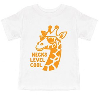 Necks Level Cool Giraffe - Toddler Short Sleeve Graphic T-Shirt