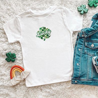 Lucky Clover Patchwork Print - Toddler Short Sleeve Graphic T-Shirt