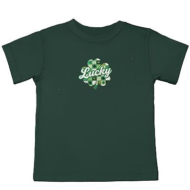 Lucky Clover Patchwork Print - Toddler Short Sleeve Graphic T-Shirt