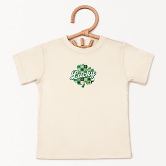 Lucky Clover Patchwork Print - Toddler Short Sleeve Graphic T-Shirt