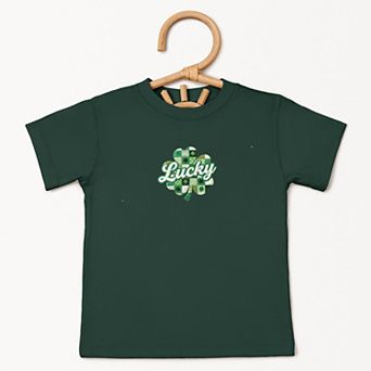 Lucky Clover Patchwork Print - Toddler Short Sleeve Graphic T-Shirt