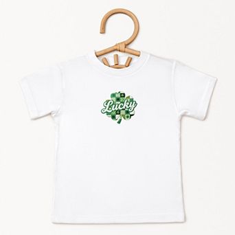 Lucky Clover Patchwork Print - Toddler Short Sleeve Graphic T-Shirt