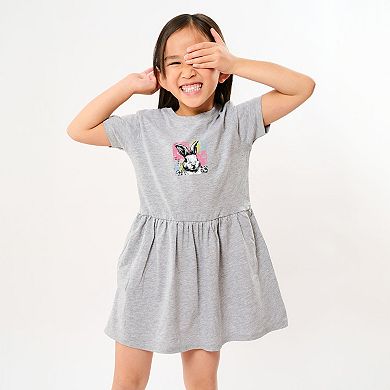 Bunny Square Distressed - Toddler Graphic Dress