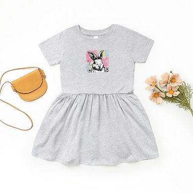 Bunny Square Distressed - Toddler Graphic Dress