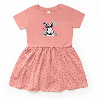 Bunny Square Distressed - Toddler Graphic Dress
