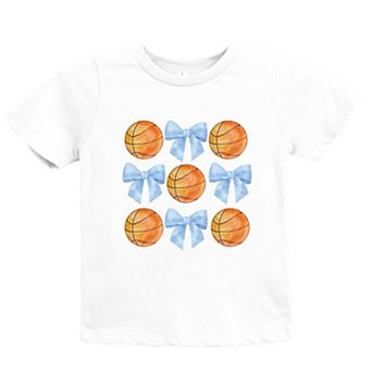 Basketball and Blue Bows Watercolor - Youth Short Sleeve Graphic T-Shirt