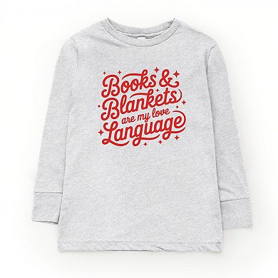 Books & Blankets Are My Love Language - Youth Long Sleeve Graphic T-Shirt