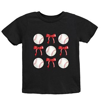 Baseballs and Red Bows Watercolor - Youth Short Sleeve Graphic T-Shirt