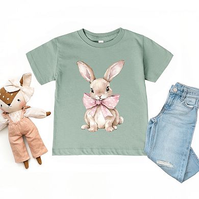 Bunny Watercolor With Bow - Toddler Short Sleeve Graphic T-Shirt