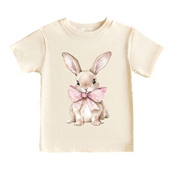 Bunny Watercolor With Bow - Toddler Short Sleeve Graphic T-Shirt