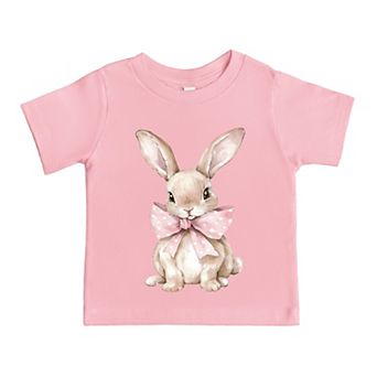 Bunny Watercolor With Bow - Toddler Short Sleeve Graphic T-Shirt