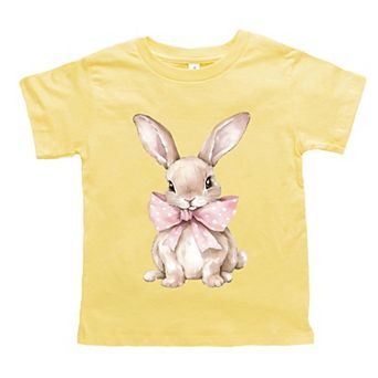 Bunny Watercolor With Bow - Toddler Short Sleeve Graphic T-Shirt