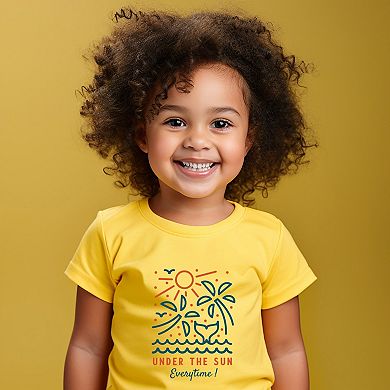 Under The Sun Everytime Palm Trees - Toddler Short Sleeve Graphic T-Shirt