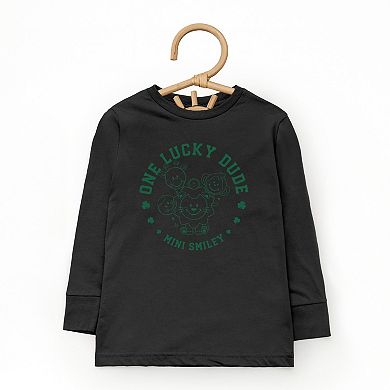 Mini Smiley One Lucky Dude - Toddler Long Sleeve Graphic Tee