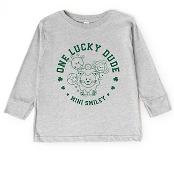 Mini Smiley One Lucky Dude - Toddler Long Sleeve Graphic Tee